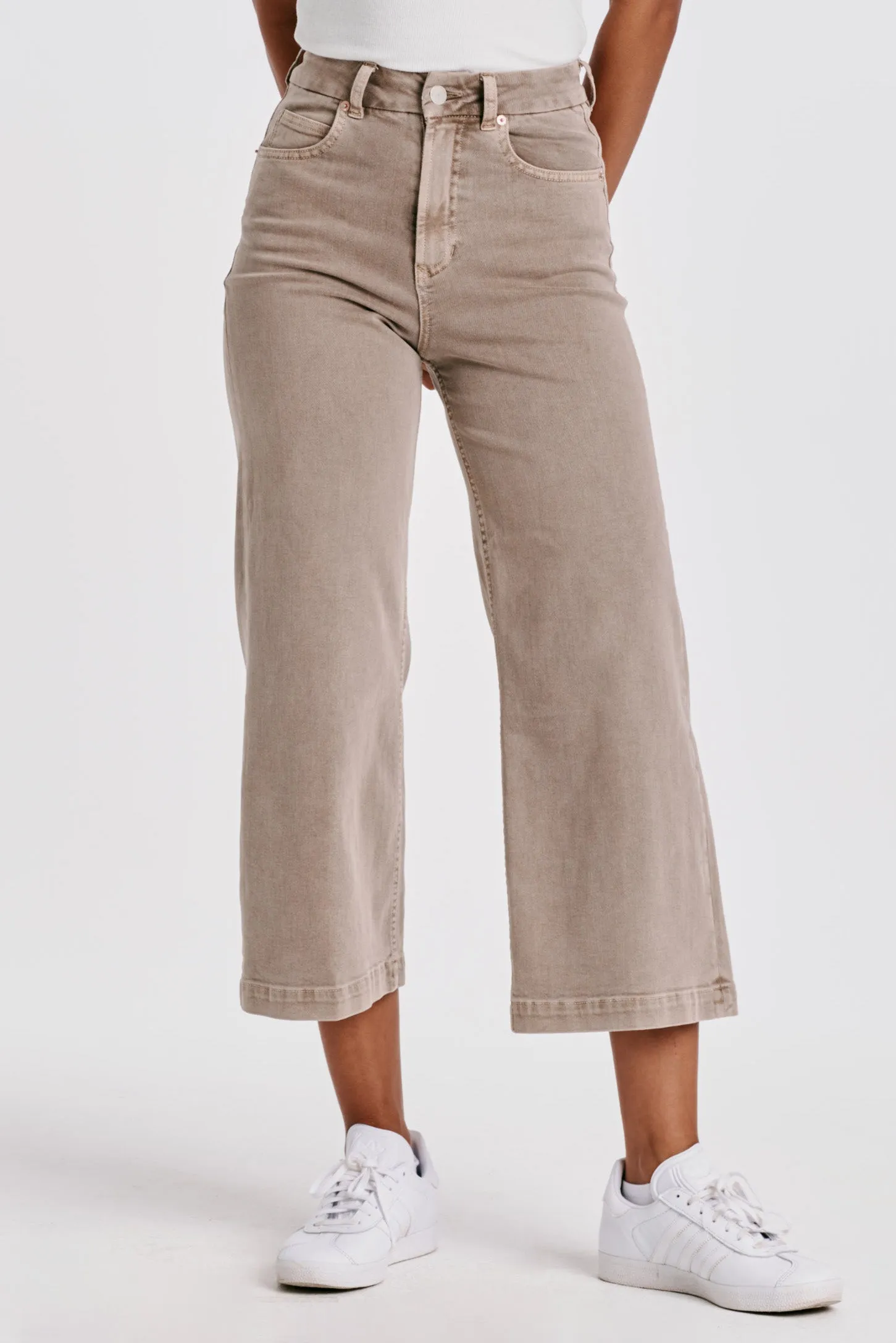 AUDREY SUPER HIGH RISE CROPPED WIDE LEG COLOR JEANS CASHMERE