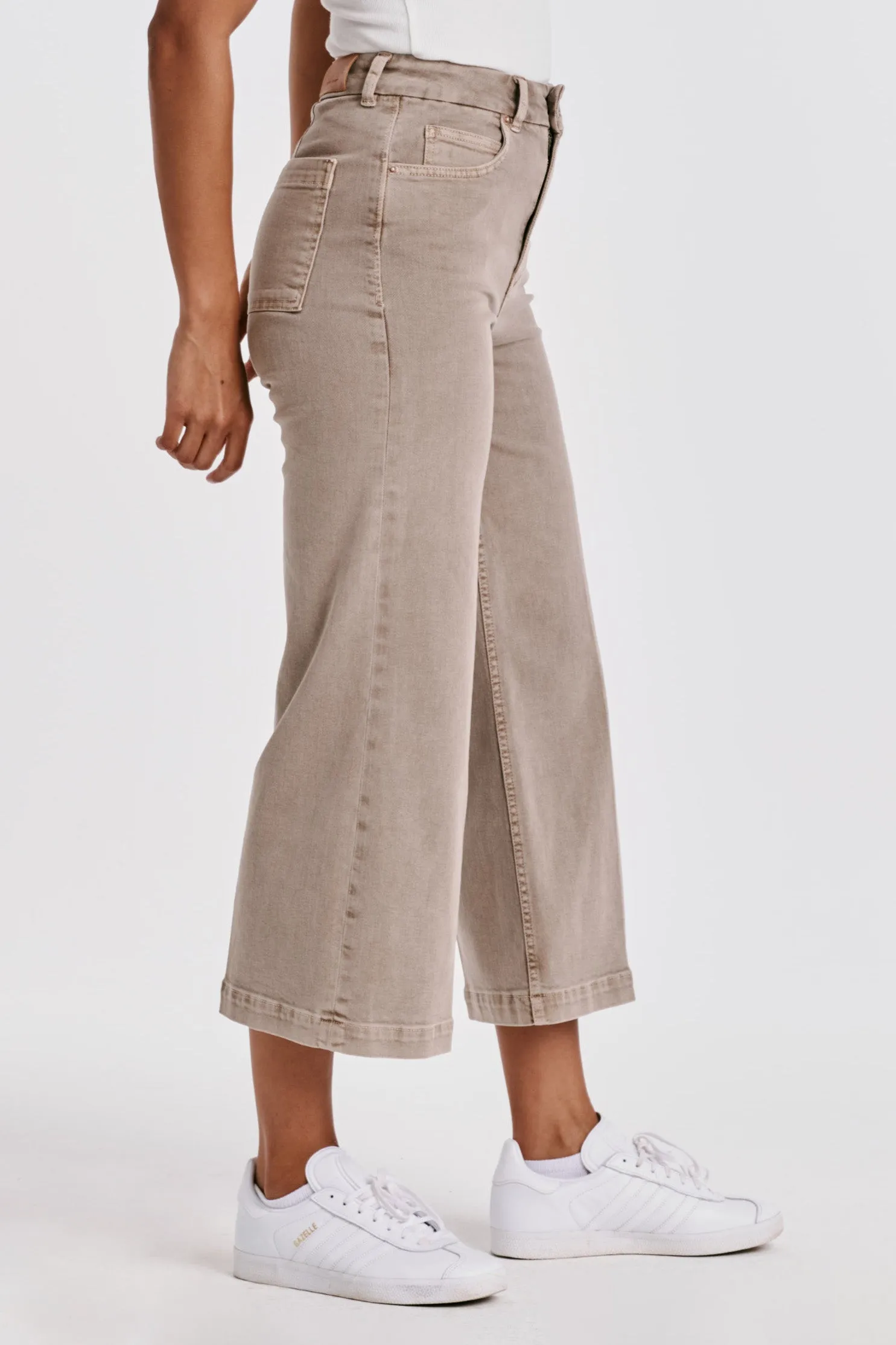 AUDREY SUPER HIGH RISE CROPPED WIDE LEG COLOR JEANS CASHMERE