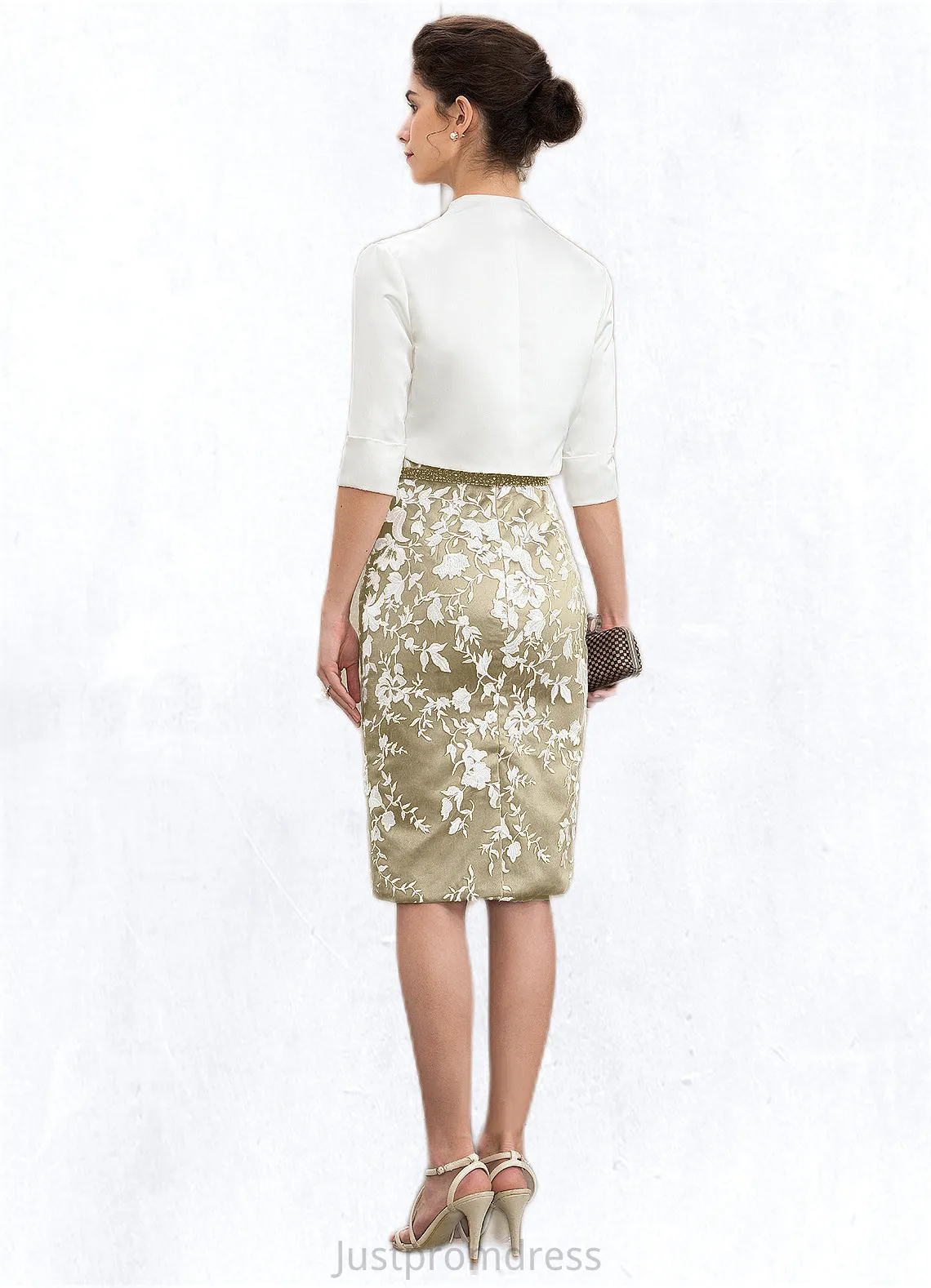 Azaria Sheath/Column V-neck Knee-Length Lace Mother of the Bride Dress With Beading Sequins HH126P0014668