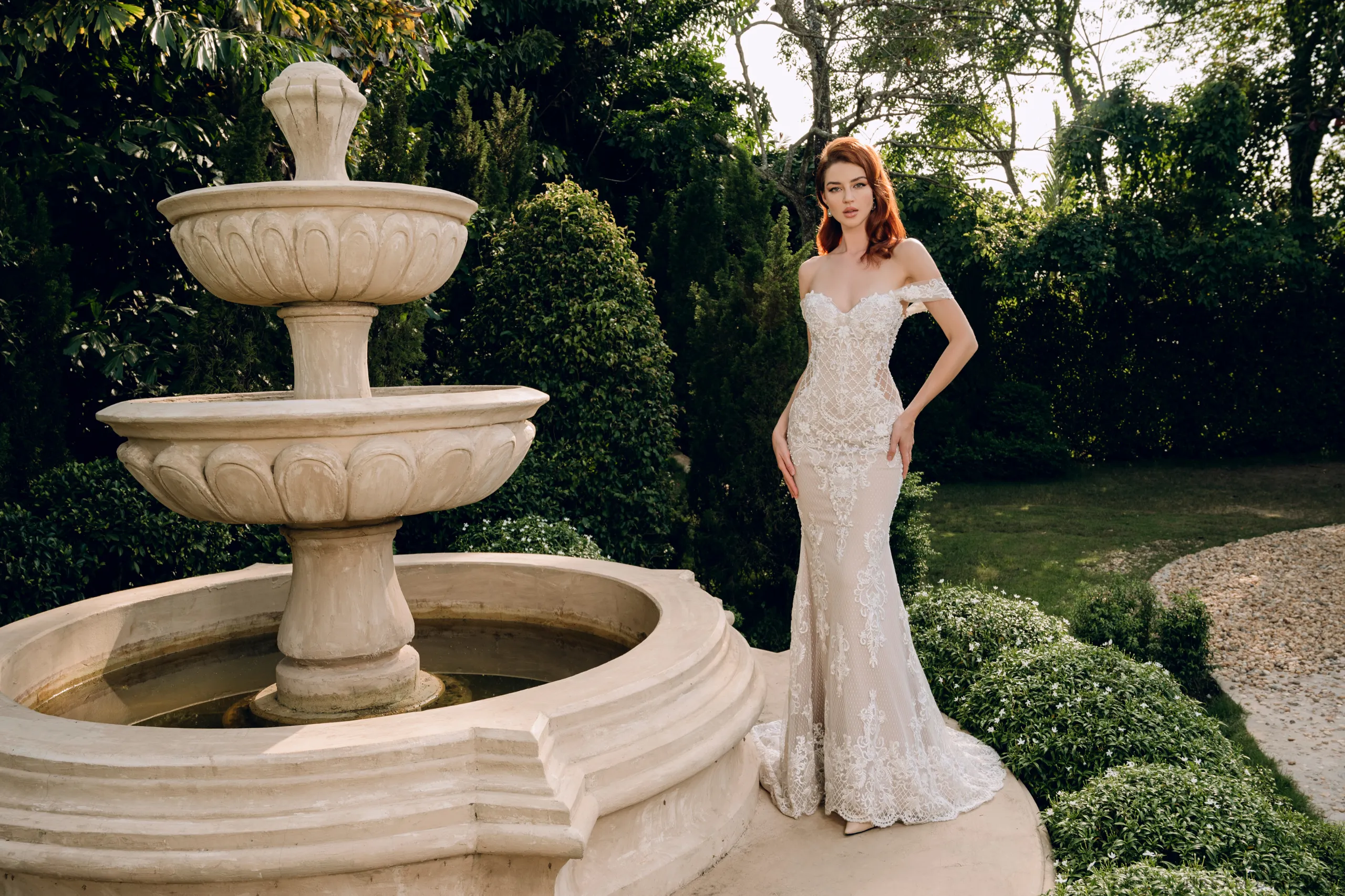 Blush Mermaid Wedding Dress with Removable Overskirt (#BELVA)