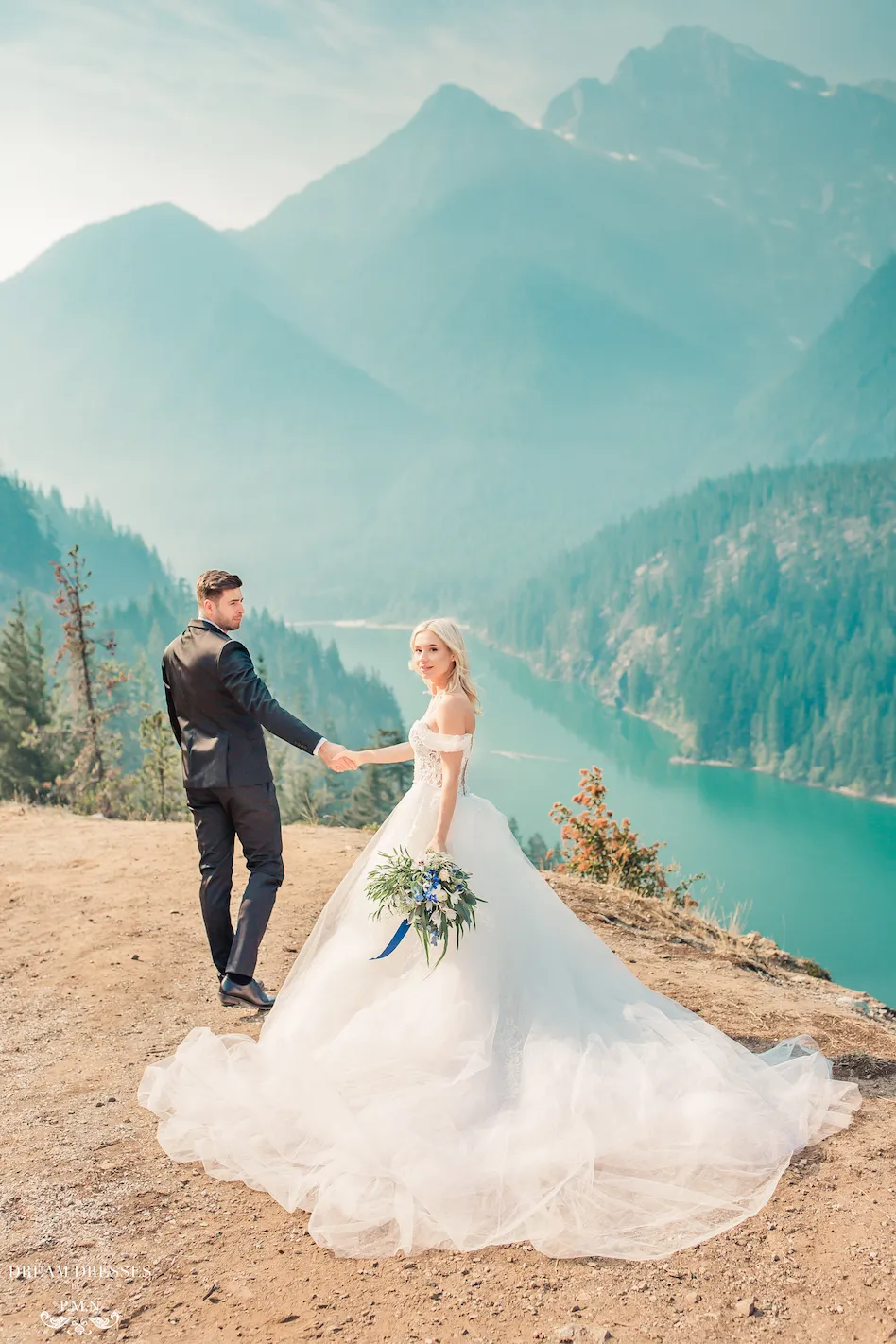 Blush Mermaid Wedding Dress with Removable Overskirt (#BELVA)