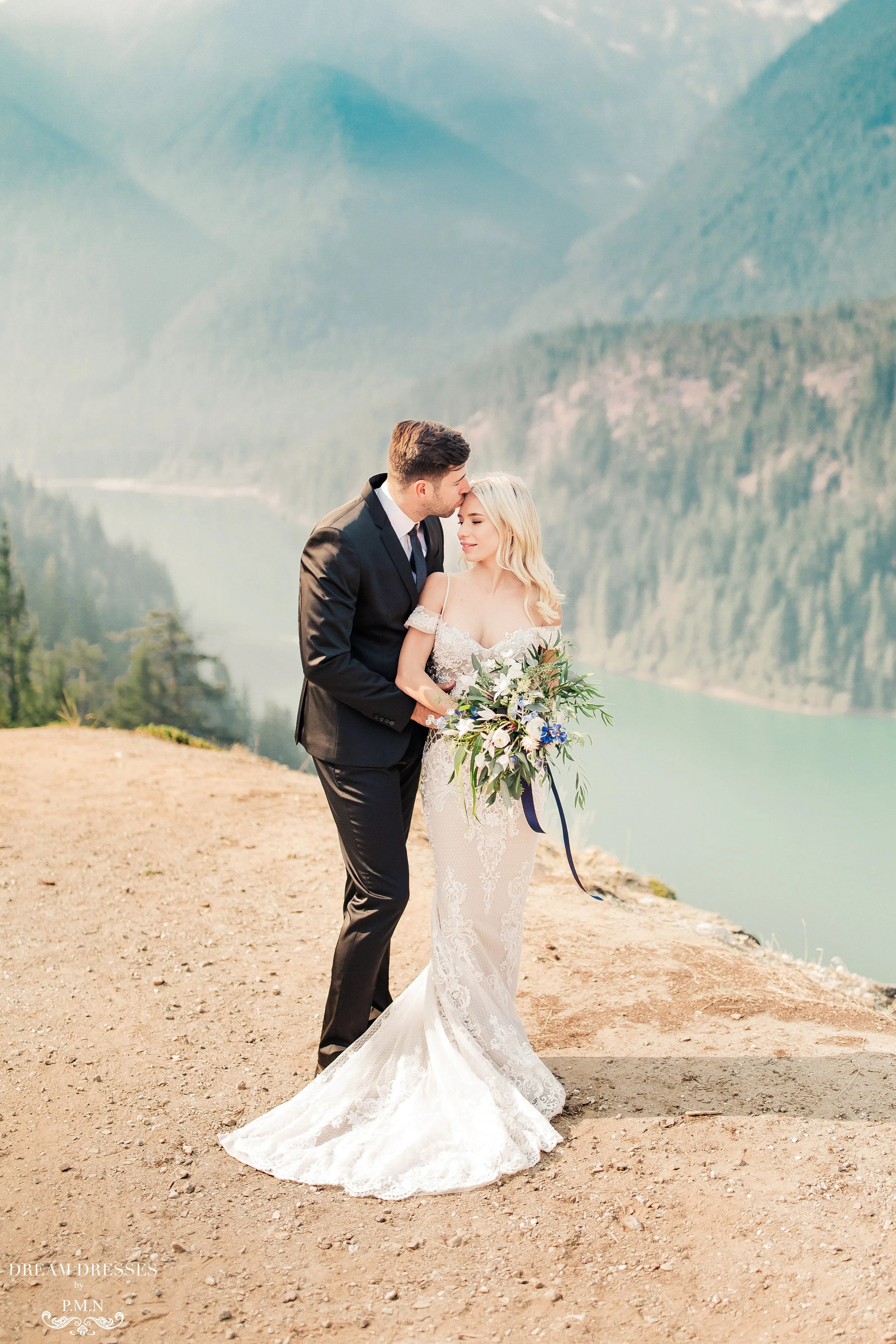 Blush Mermaid Wedding Dress with Removable Overskirt (#BELVA)