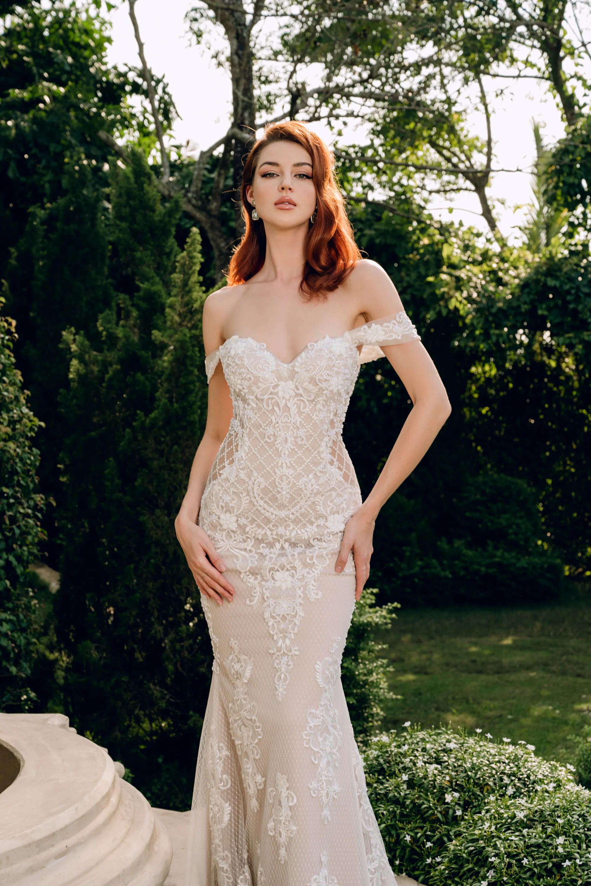 Blush Mermaid Wedding Dress with Removable Overskirt (#BELVA)