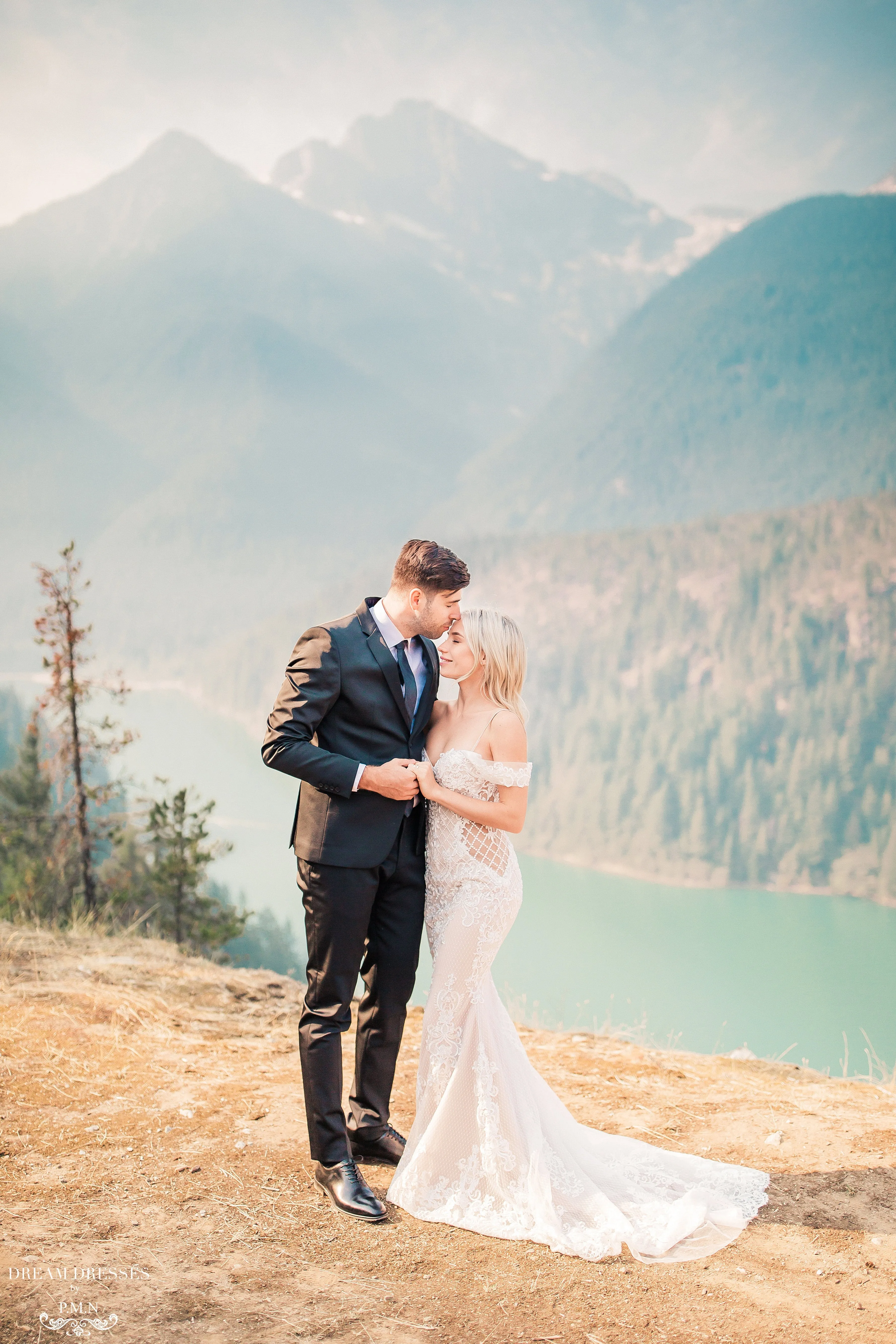 Blush Mermaid Wedding Dress with Removable Overskirt (#BELVA)