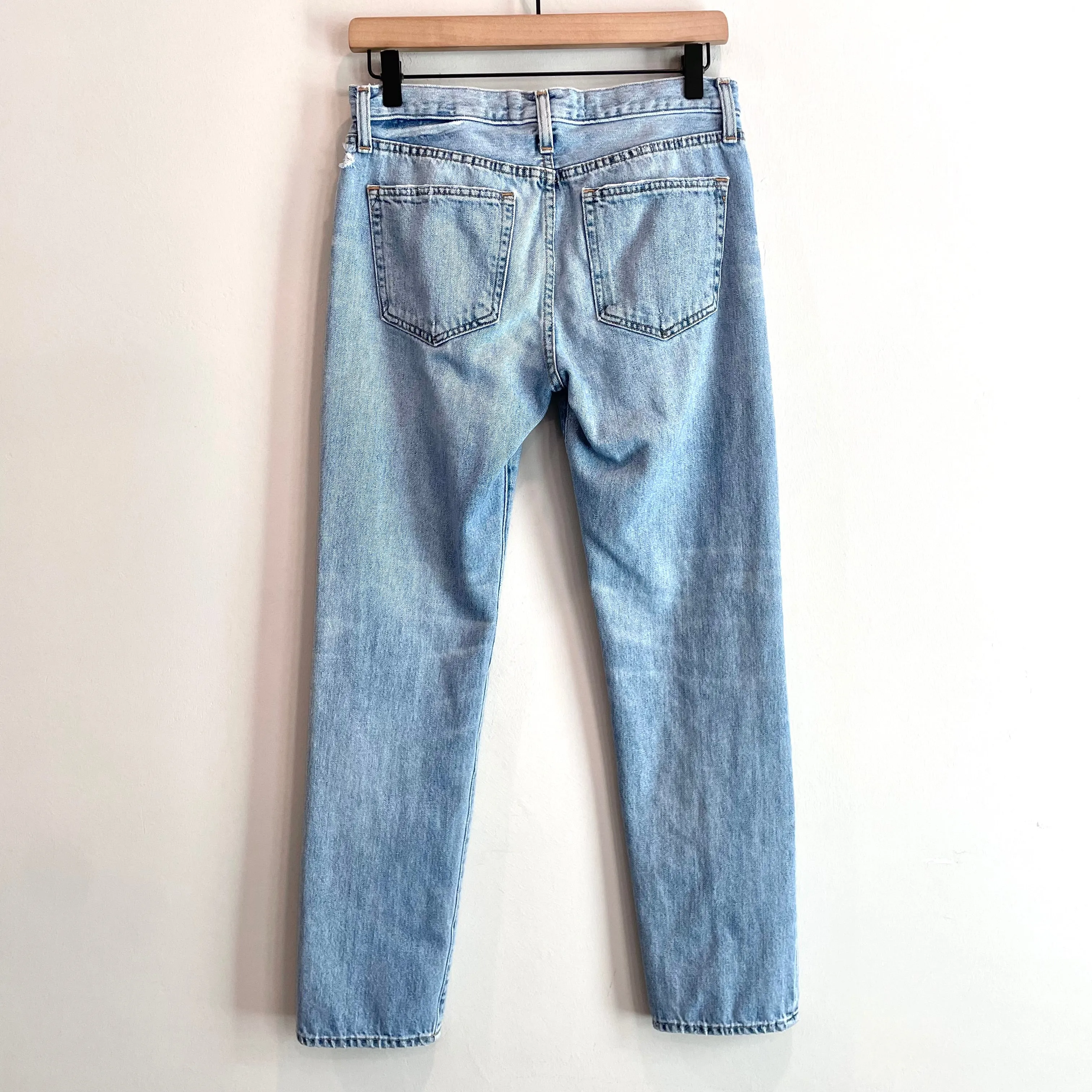 Button Fly Distressed Jeans