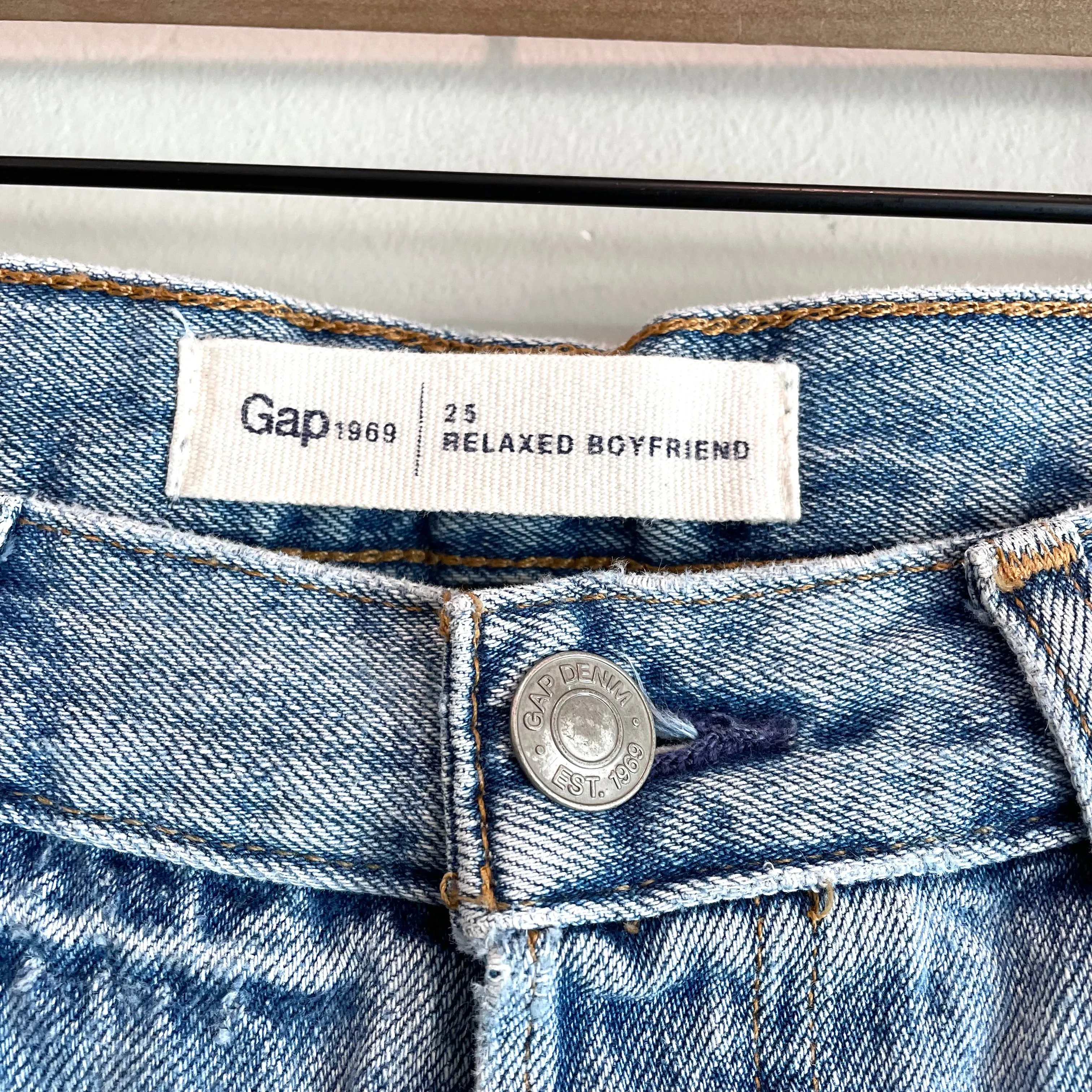 Button Fly Distressed Jeans