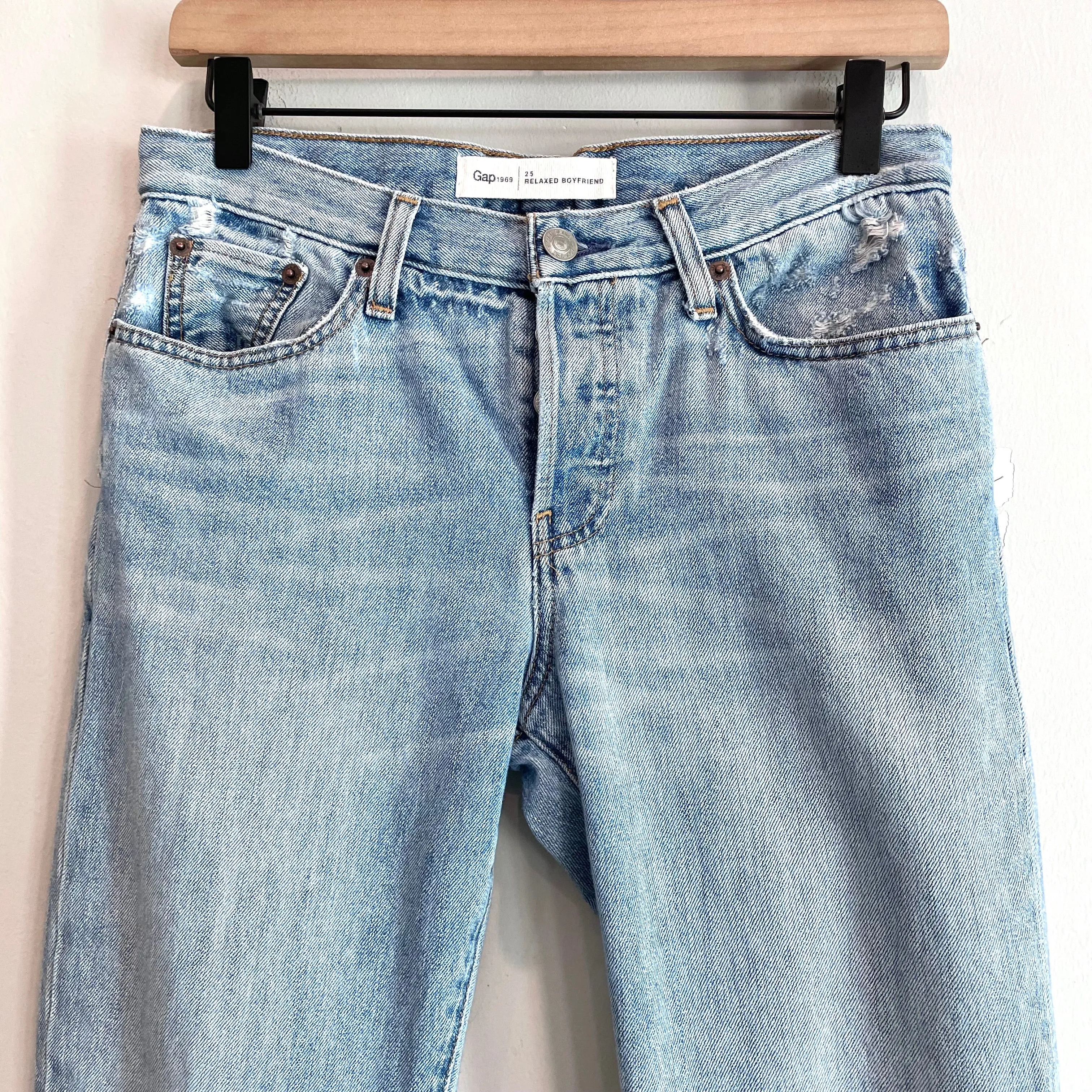 Button Fly Distressed Jeans