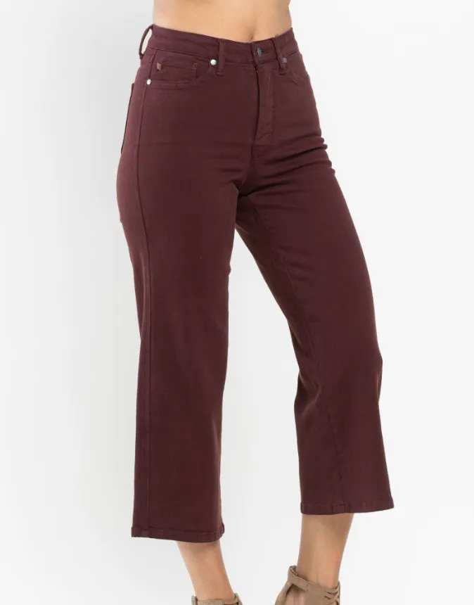 Charlotte - Tummy Control Dyed Wide Crop - Ox Blood