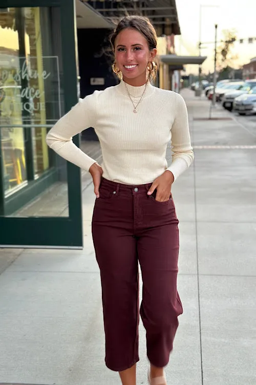 Charlotte - Tummy Control Dyed Wide Crop - Ox Blood