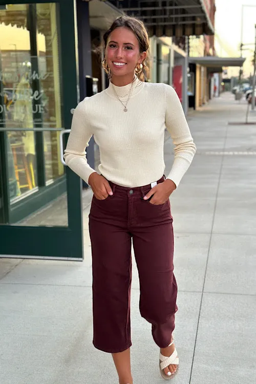 Charlotte - Tummy Control Dyed Wide Crop - Ox Blood