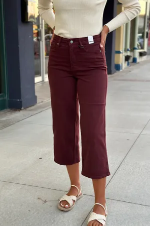 Charlotte - Tummy Control Dyed Wide Crop - Ox Blood