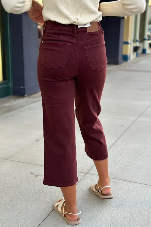 Charlotte - Tummy Control Dyed Wide Crop - Ox Blood