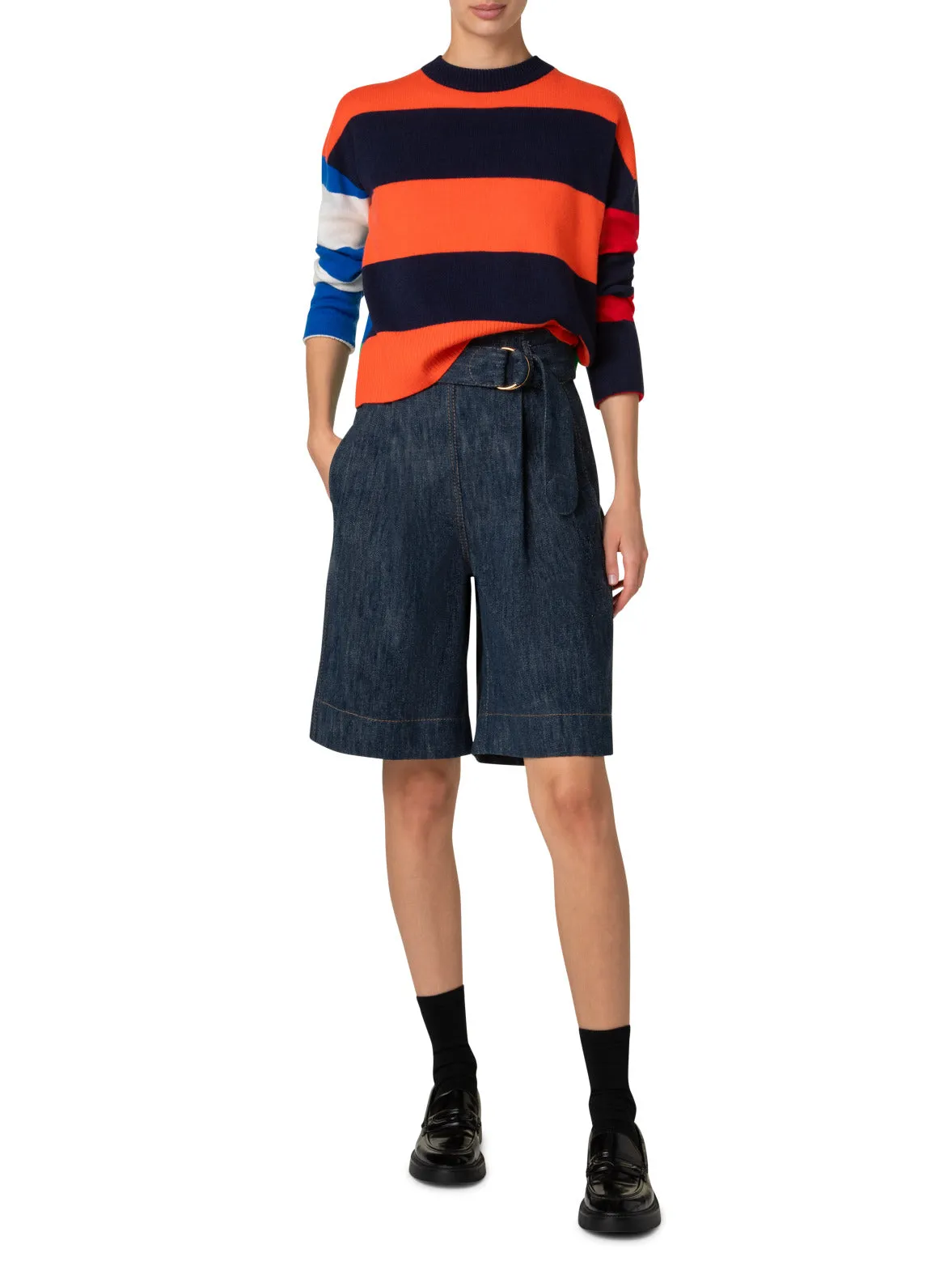 Colorblock Sweater in a Wool Cashmere Blend