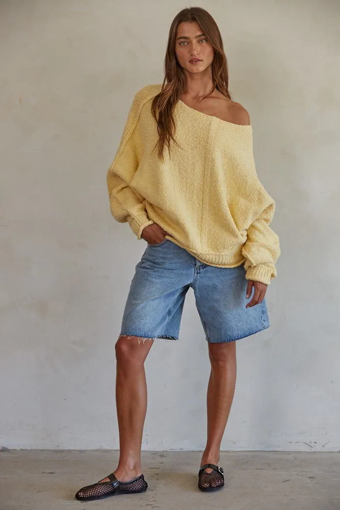 Elara Yellow Knit Pullover Sweater