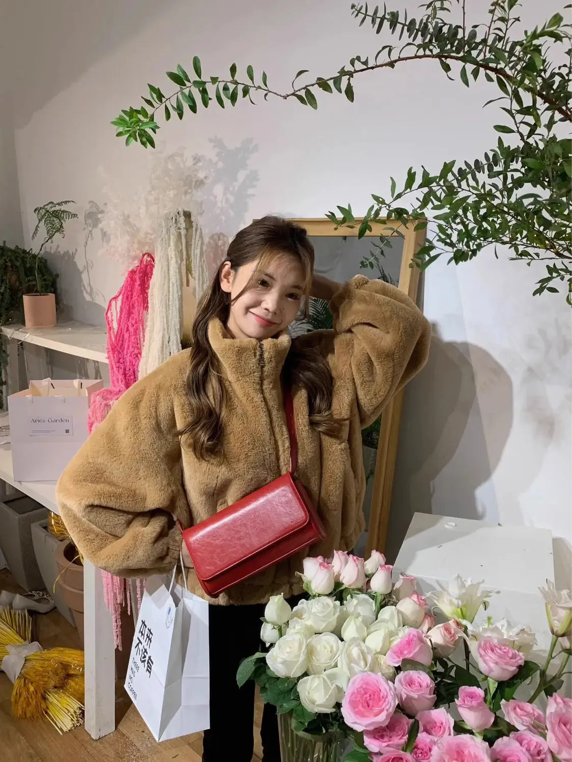Faux Lamb Fur Coat with Zipper