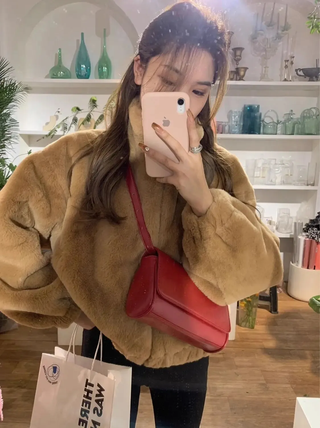 Faux Lamb Fur Coat with Zipper