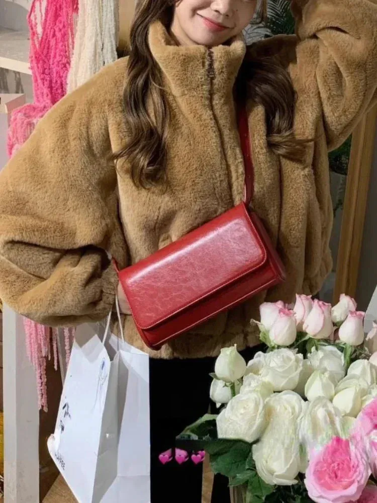 Faux Lamb Fur Coat with Zipper