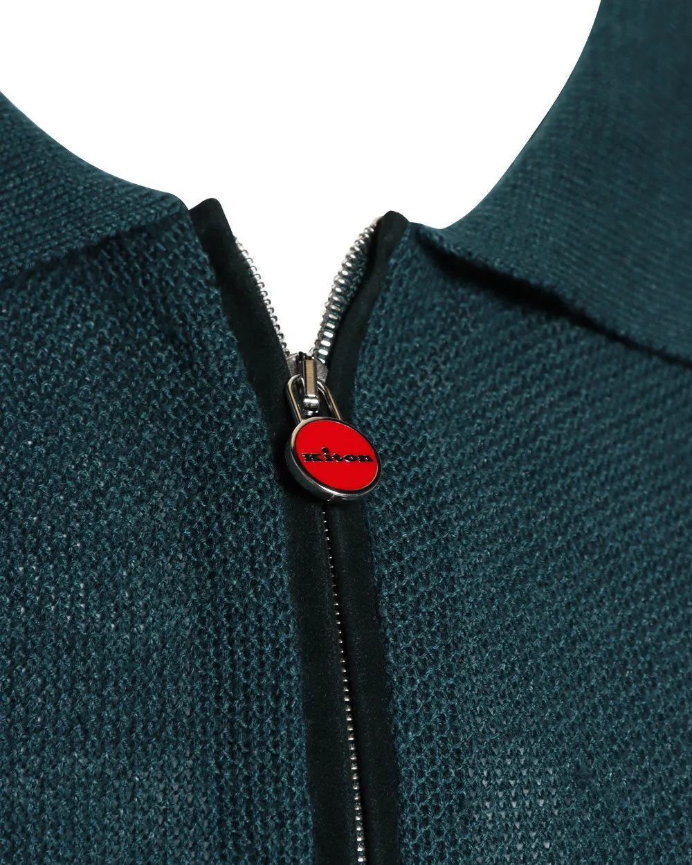 Forest Green Linen Blend Knit Quarter Zip Sweater