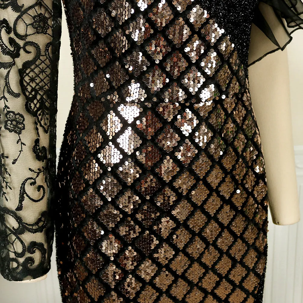 High-end Sequined Shiny Stylish Lace Dress