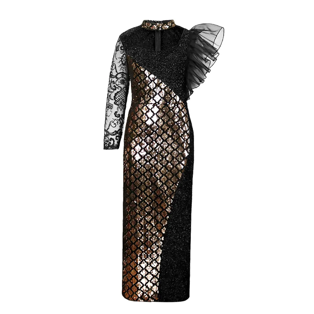 High-end Sequined Shiny Stylish Lace Dress