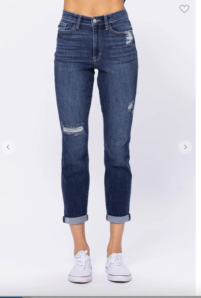 Judy Blue Hi Rise Cuffed Destroy Boyfriend - Final Sale