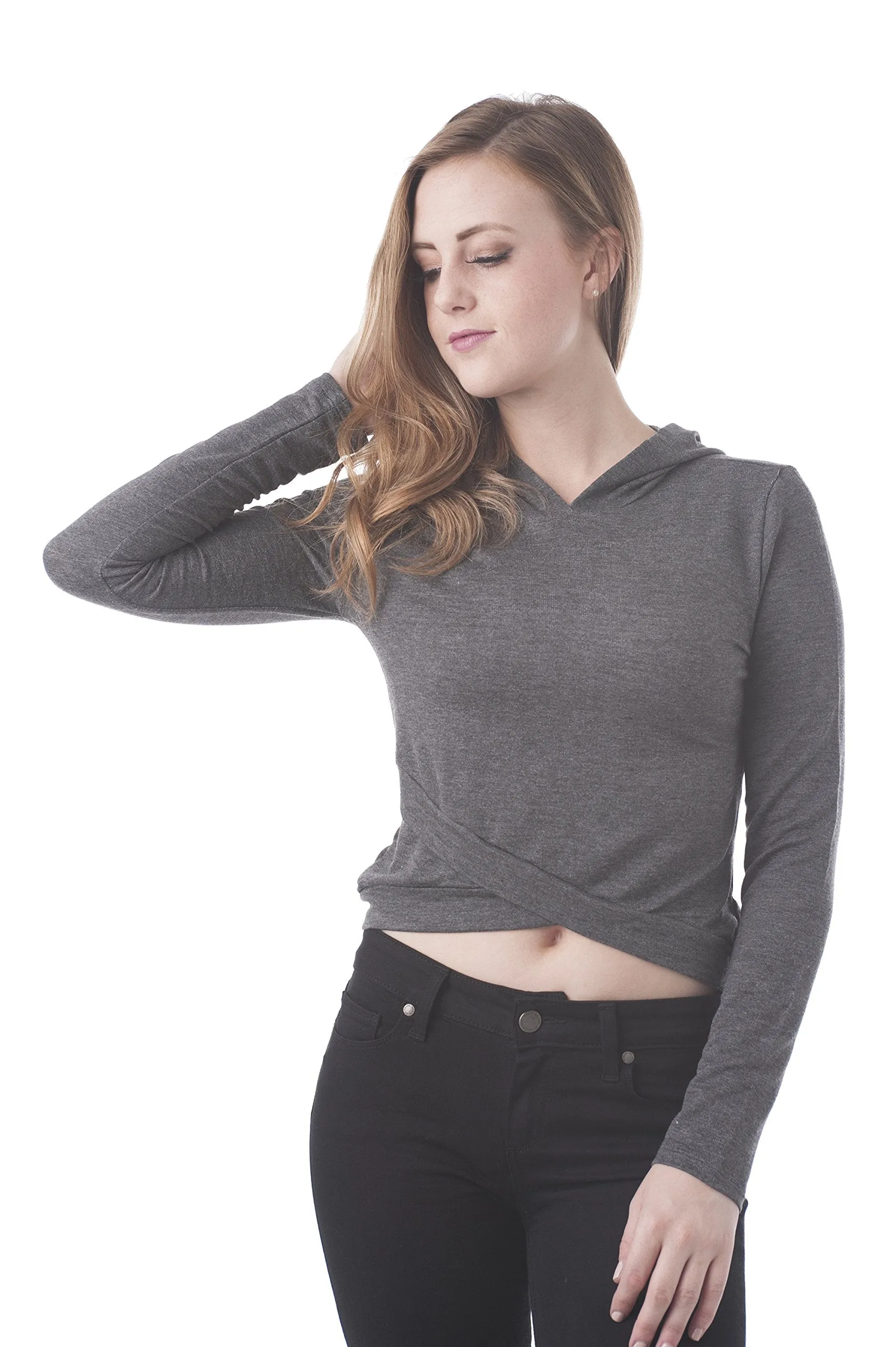 Khanomak Baby Terry Hooded Crop Top Sweatshirt With Banded Hem