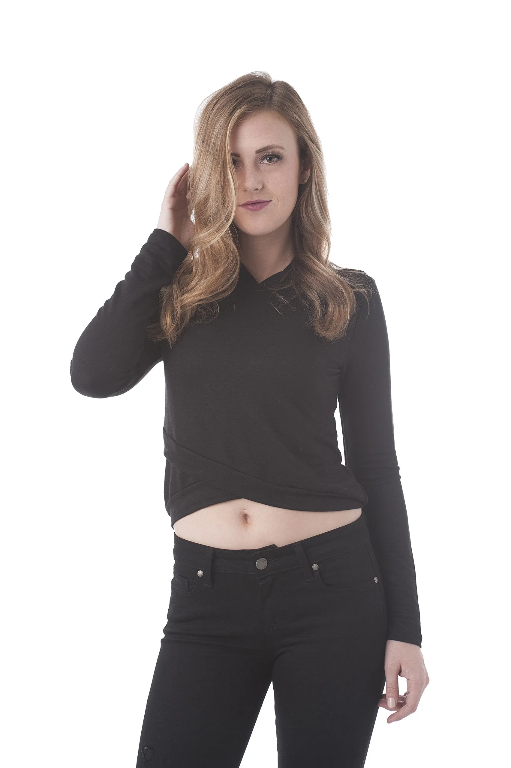 Khanomak Baby Terry Hooded Crop Top Sweatshirt With Banded Hem