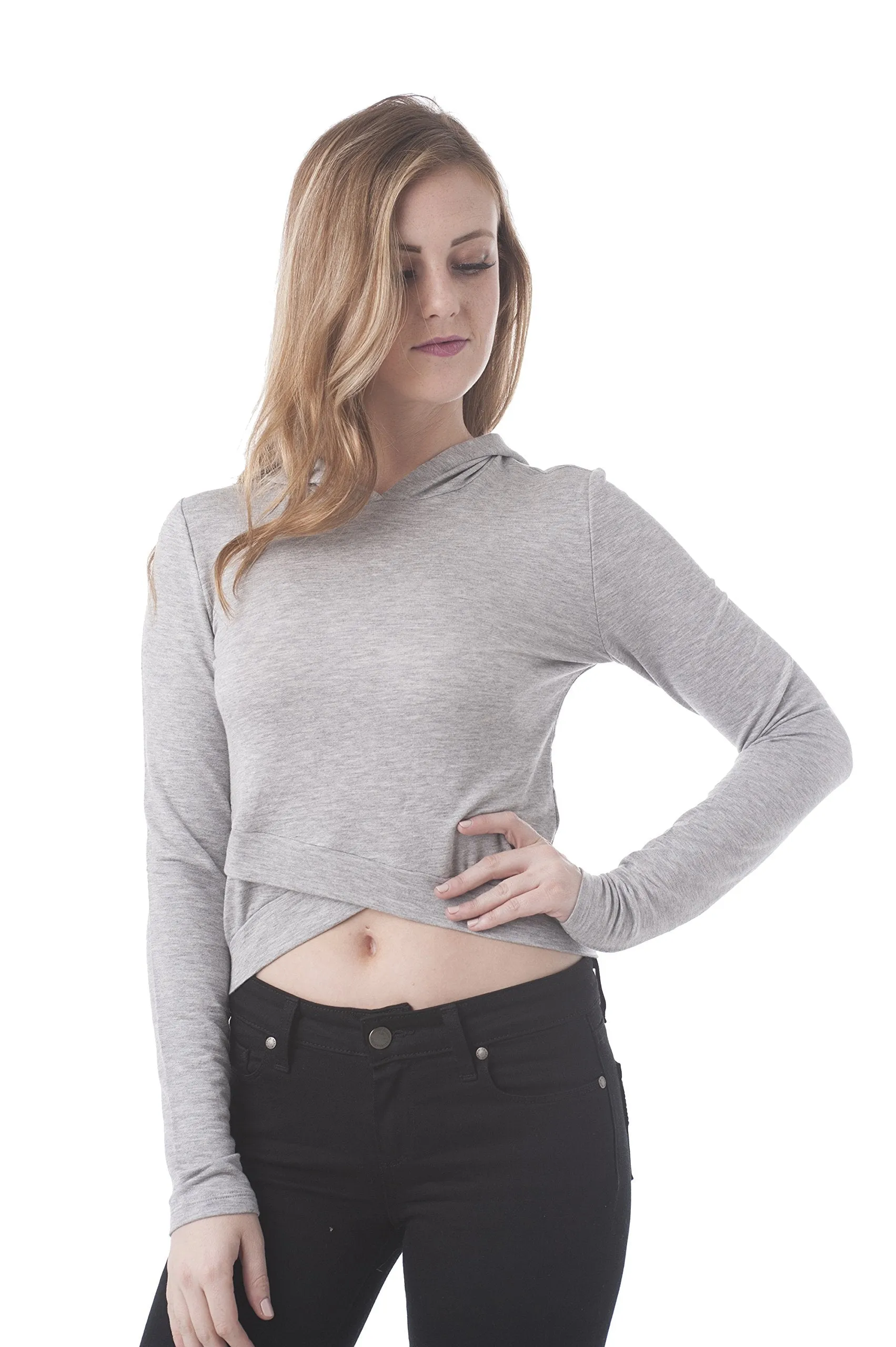 Khanomak Baby Terry Hooded Crop Top Sweatshirt With Banded Hem