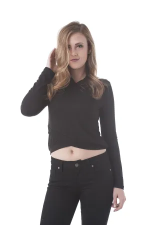 Khanomak Baby Terry Hooded Crop Top Sweatshirt With Banded Hem