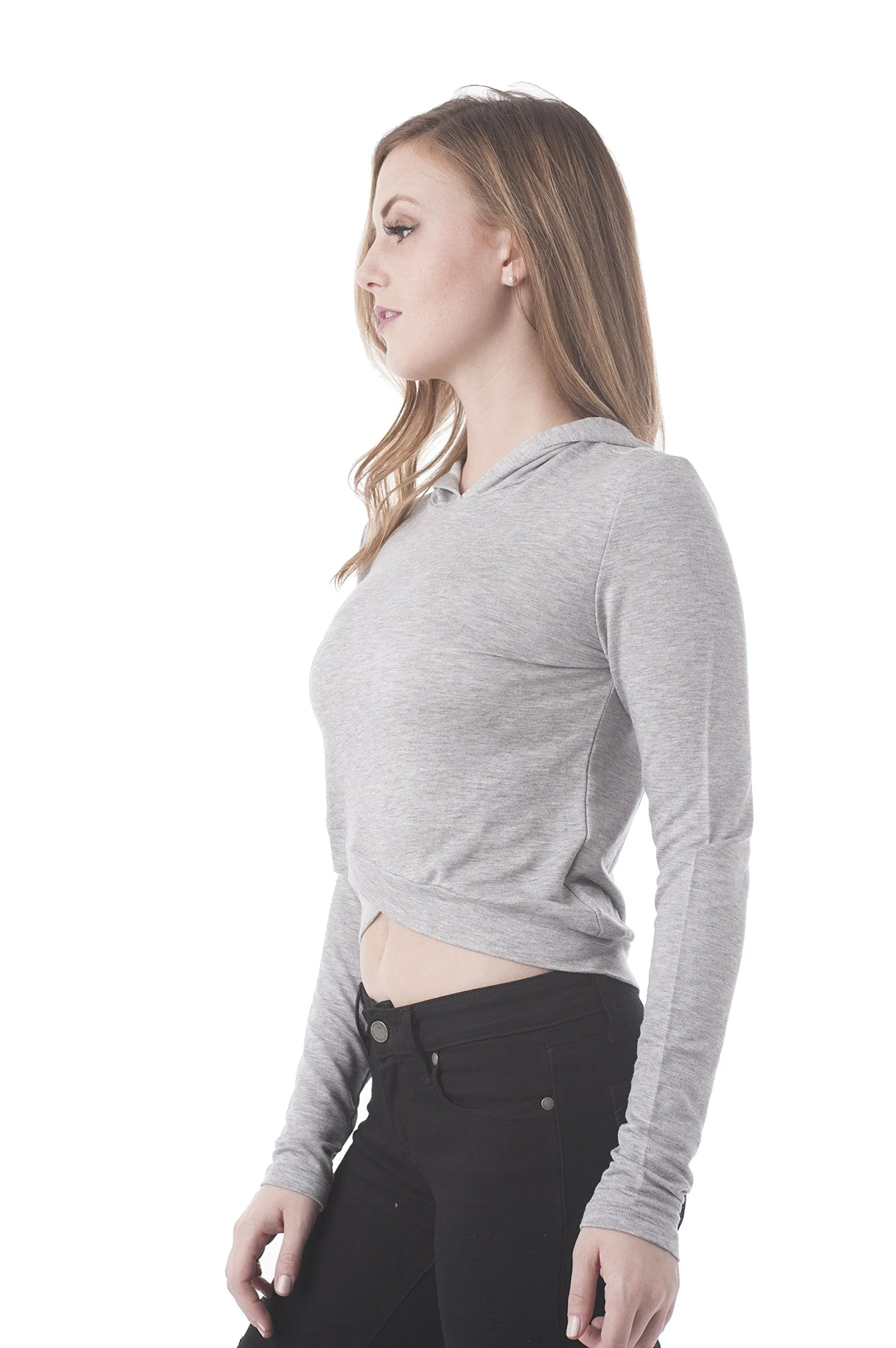 Khanomak Baby Terry Hooded Crop Top Sweatshirt With Banded Hem