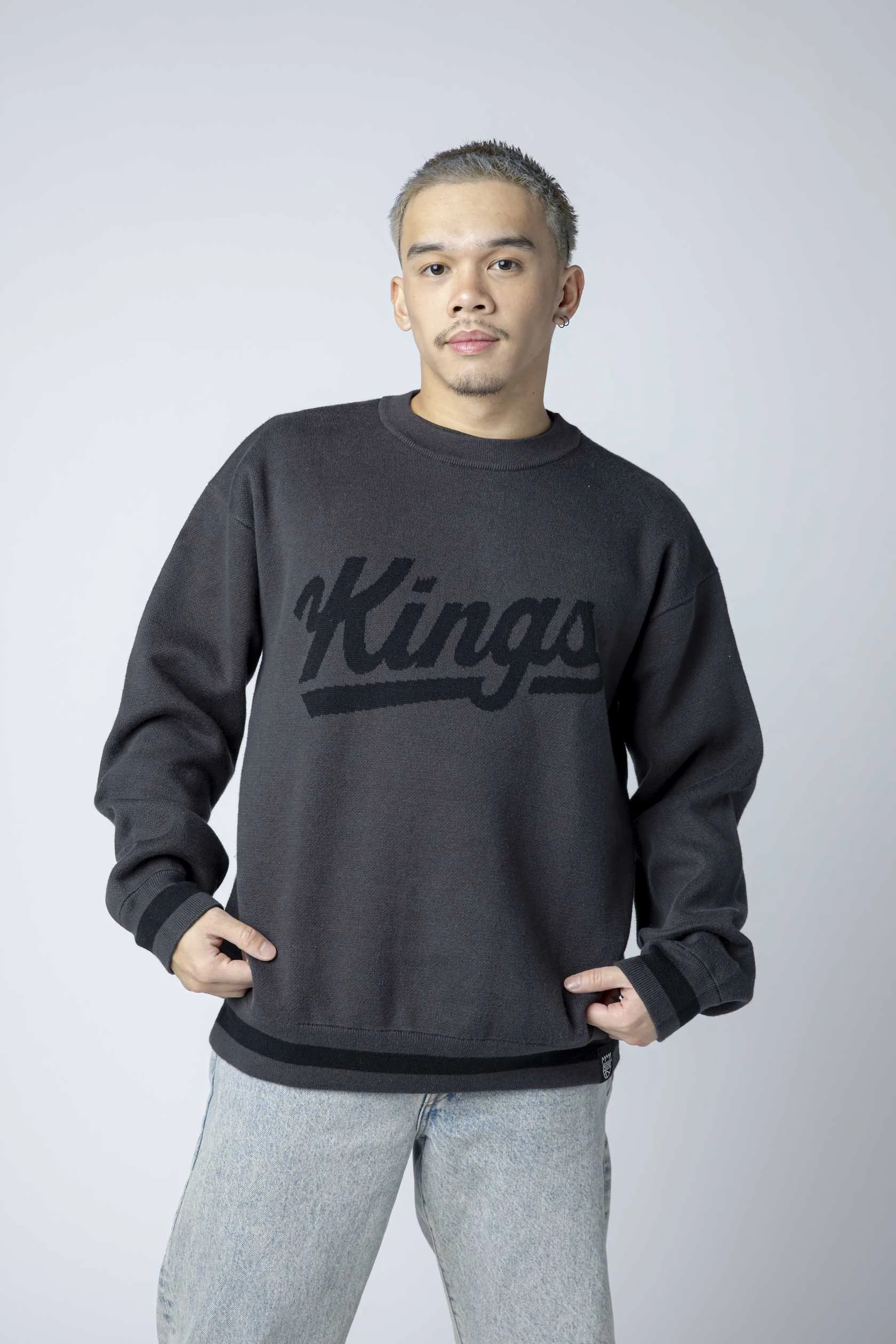 Kings Script Tonal Black Base Sweater Crewneck