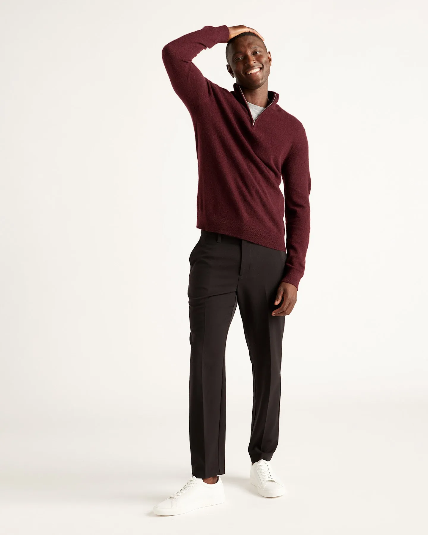 Lightweight Mongolian Cashmere Quarter Zip Sweater