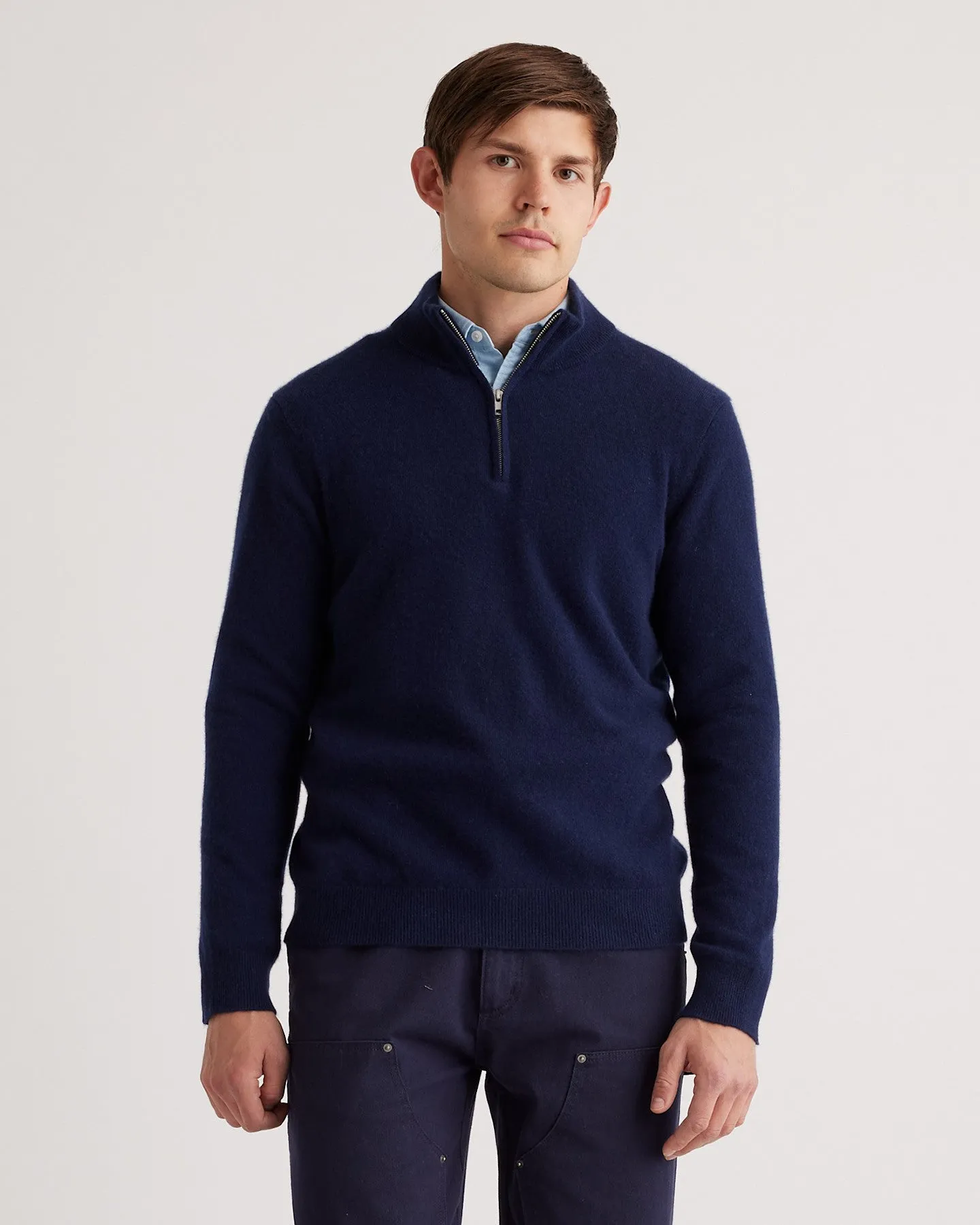 Lightweight Mongolian Cashmere Quarter Zip Sweater