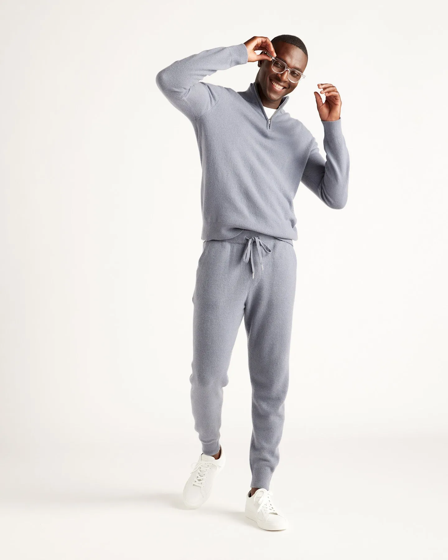 Lightweight Mongolian Cashmere Quarter Zip Sweater