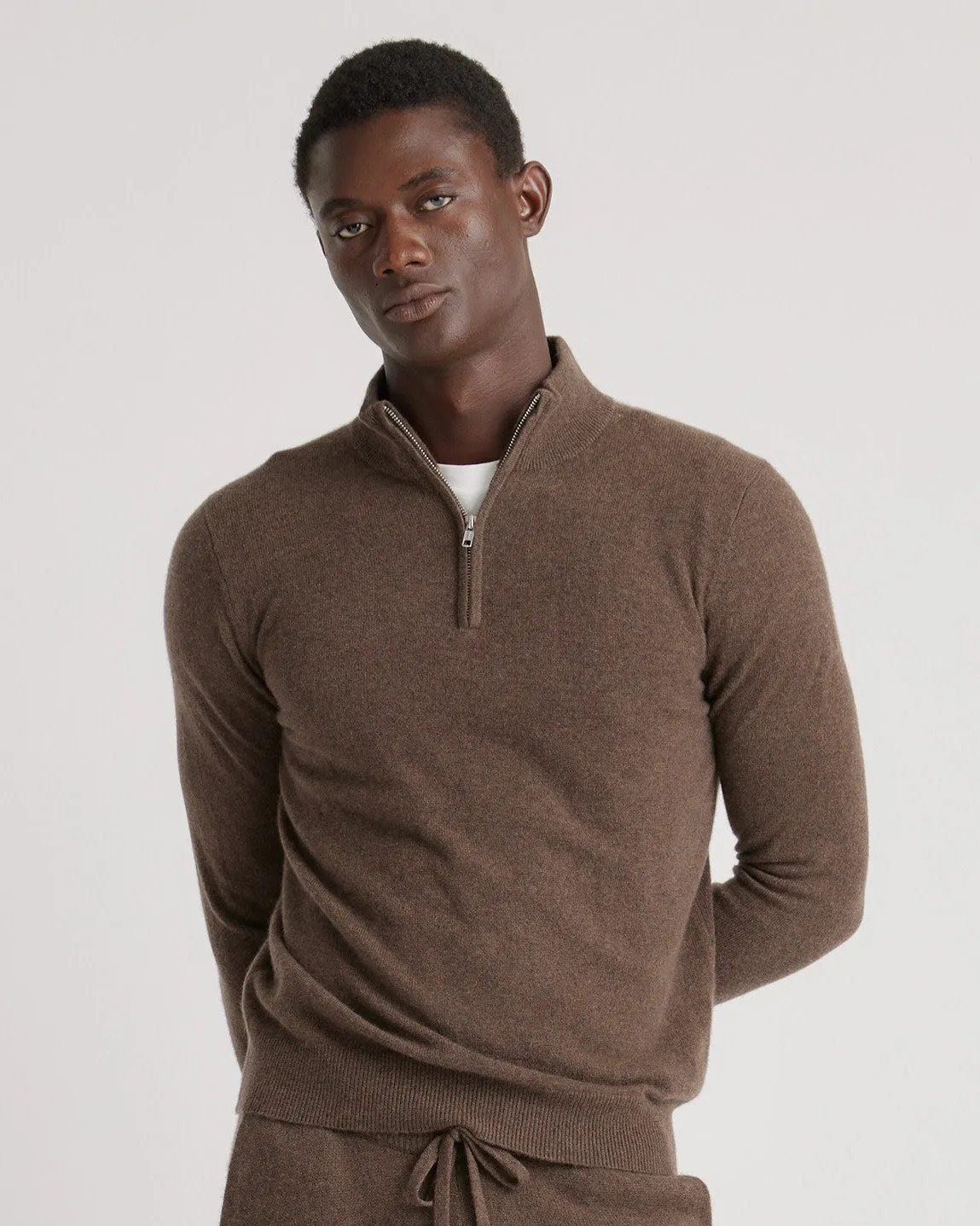 Lightweight Mongolian Cashmere Quarter Zip Sweater