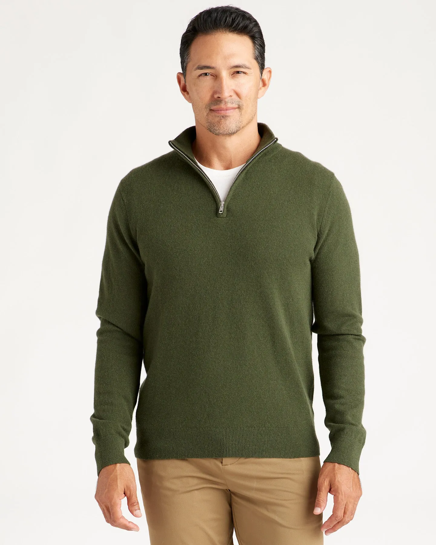Lightweight Mongolian Cashmere Quarter Zip Sweater