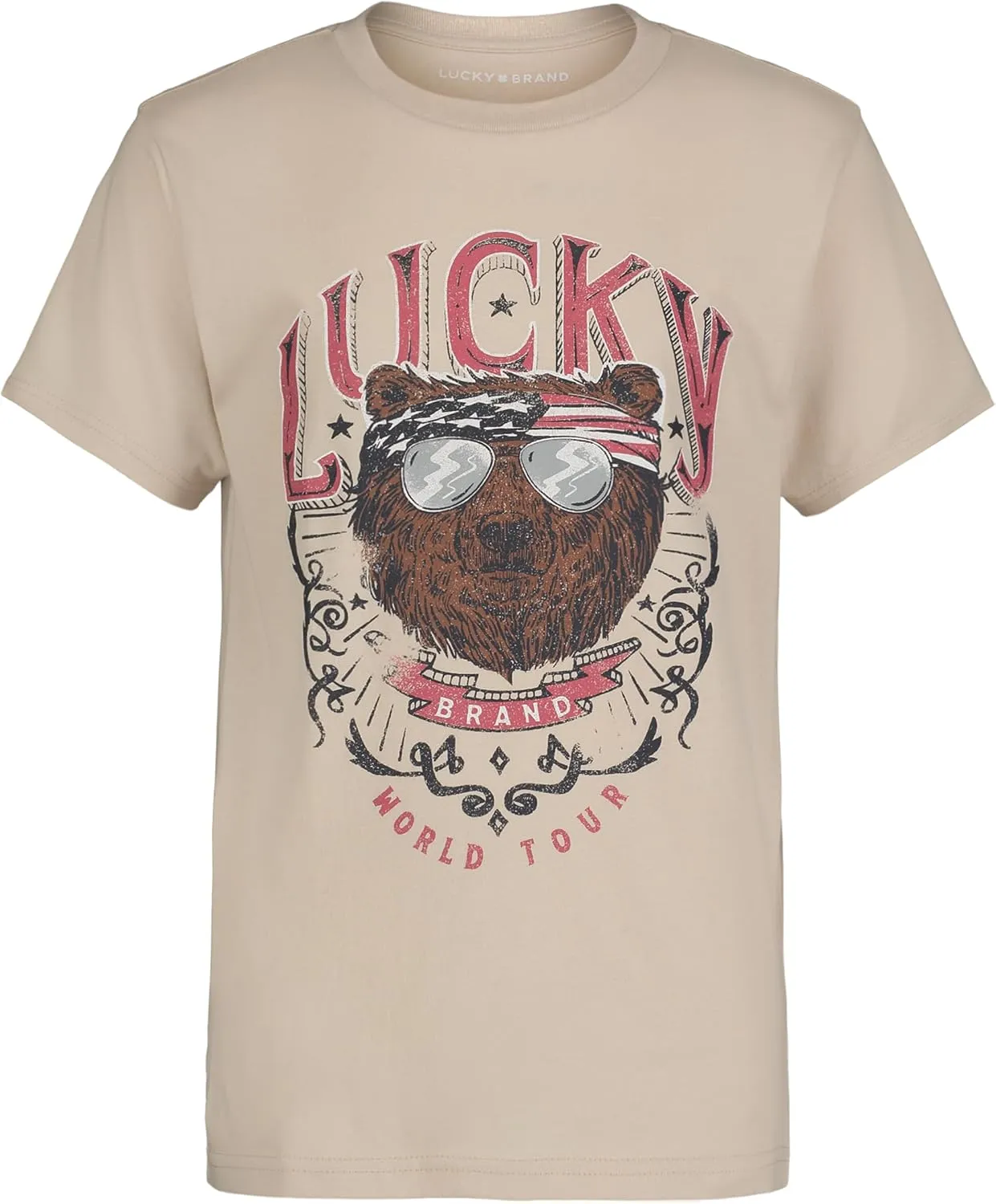 Lucky Brand Boys' Short Sleeve Graphic Crew Neck T-Shirt, Soft, Comfortable, Relaxed Fit