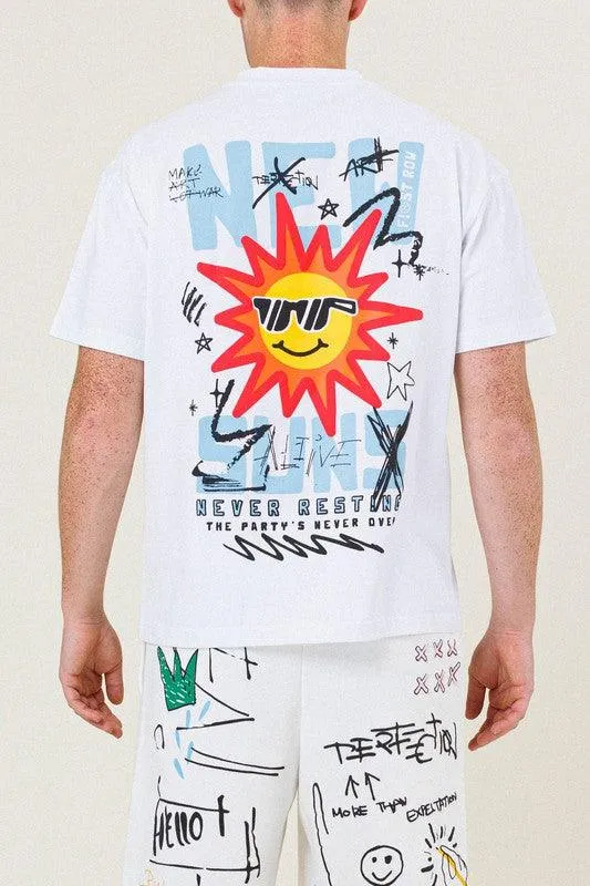 Mens White New Suns Graphic Tee Shirt