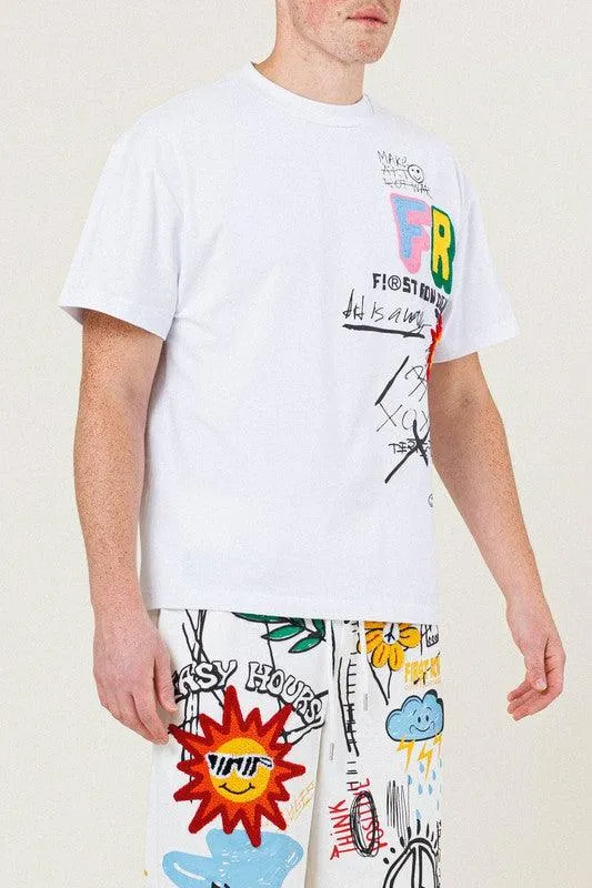 Mens White New Suns Graphic Tee Shirt