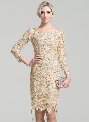 Mother Scoop Dress Bride Knee-Length Brynlee Mother of the Bride Dresses of the Lace Neck Sheath/Column