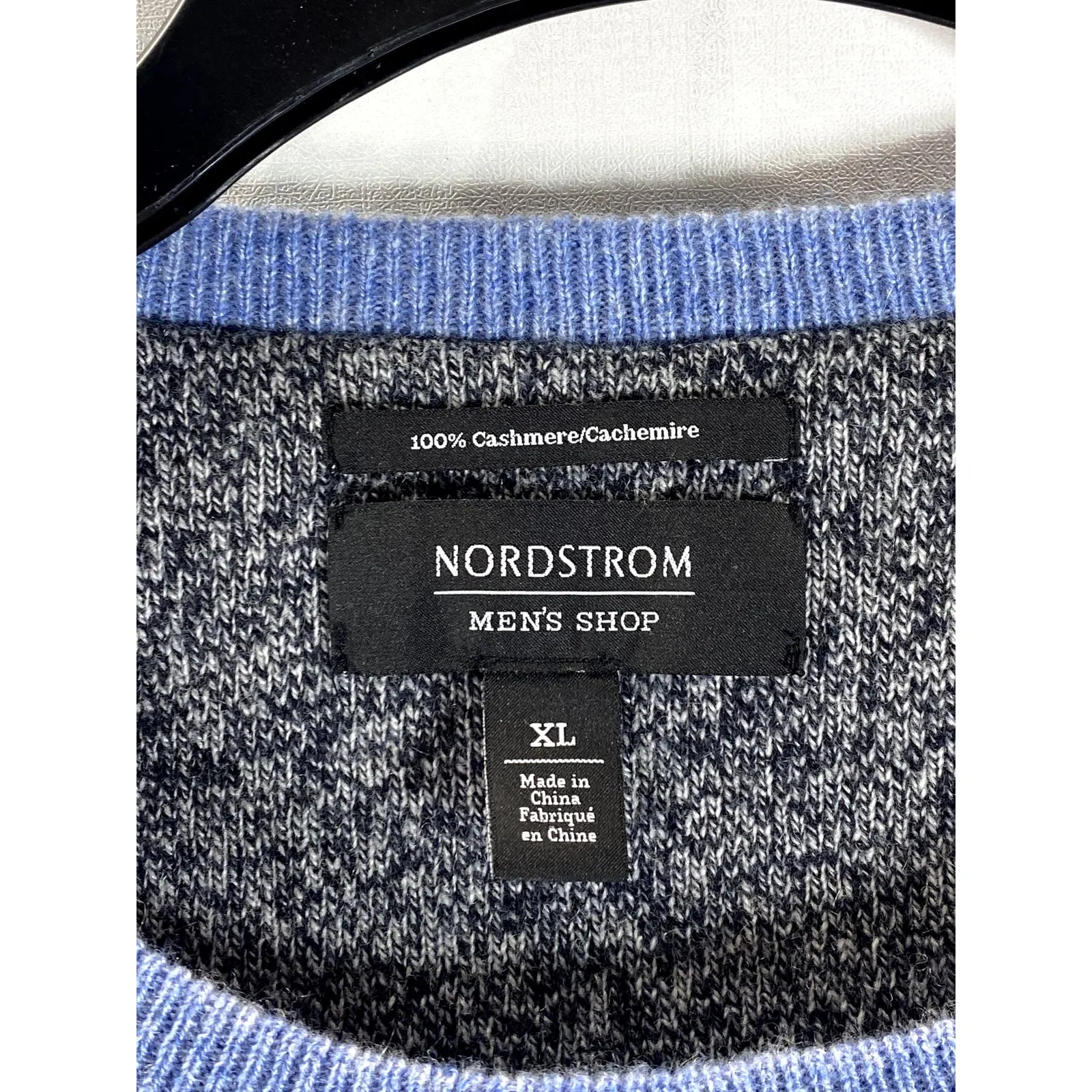 NORDSTROM MEN'S SHOP Men's Blue Cashmere Crewneck Long Sleeve Sweater SZ XL