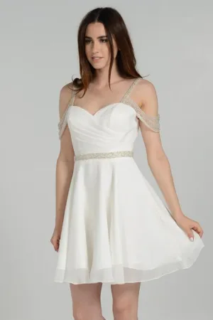 Off the shoulder elegant short chiffon formal dress poly #8028