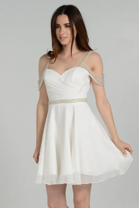 Off the shoulder elegant short chiffon formal dress poly #8028