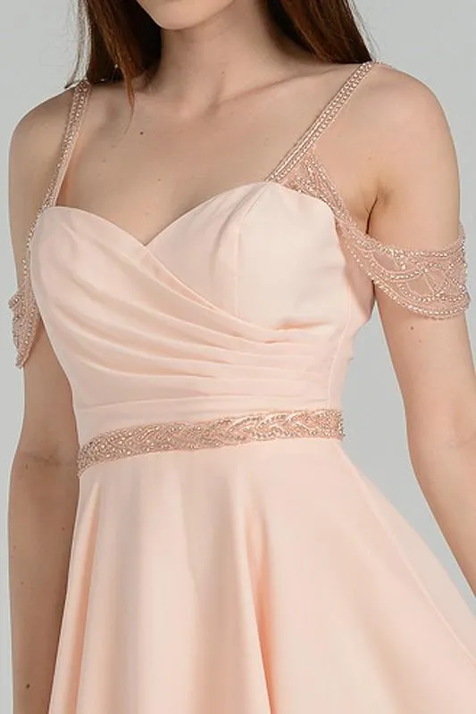 Off the shoulder elegant short chiffon formal dress poly #8028