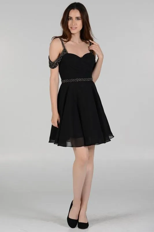 Off the shoulder elegant short chiffon formal dress poly #8028