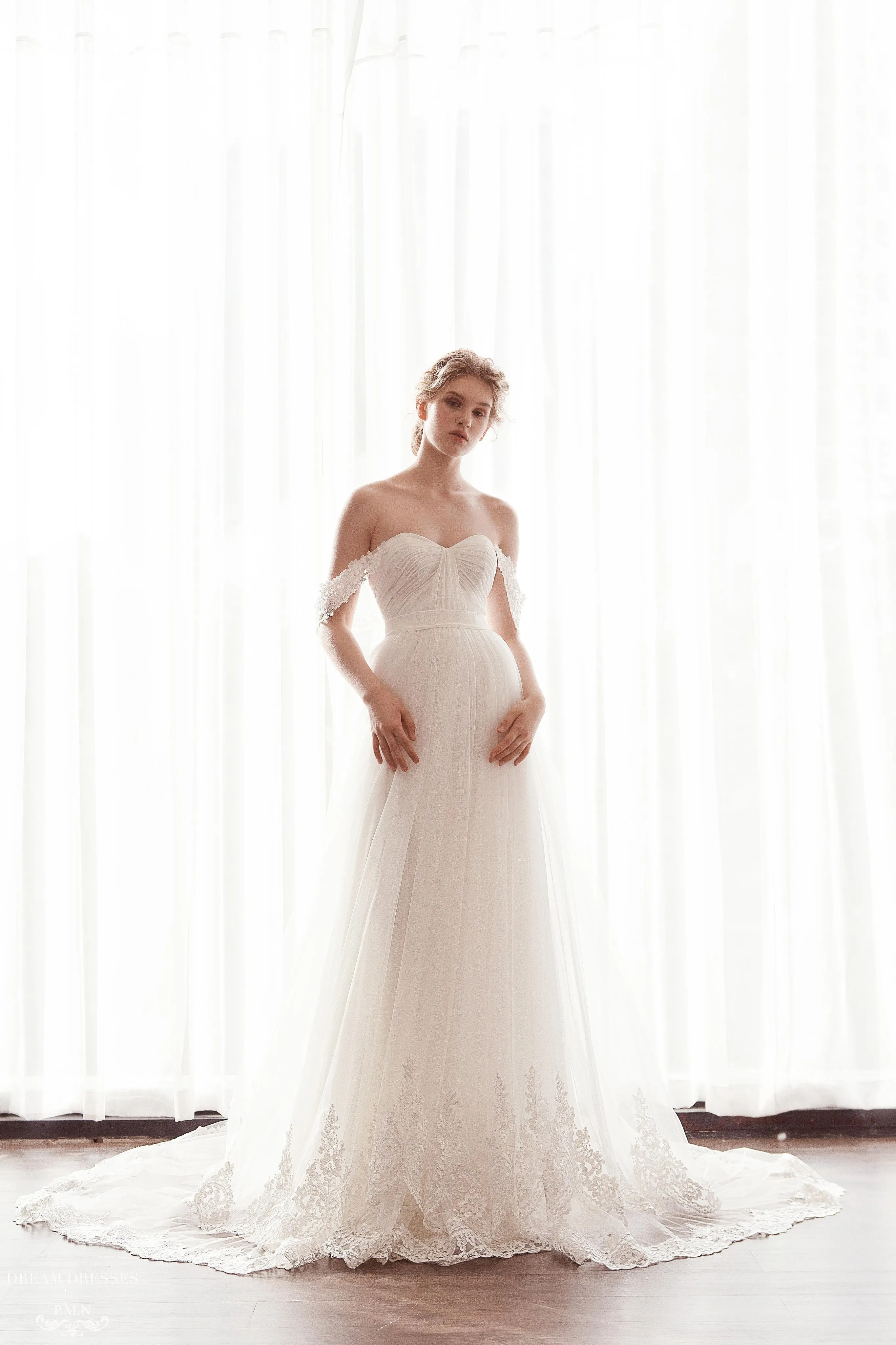 Off The Shoulder Tulle A-Line Gown (#Kiara)
