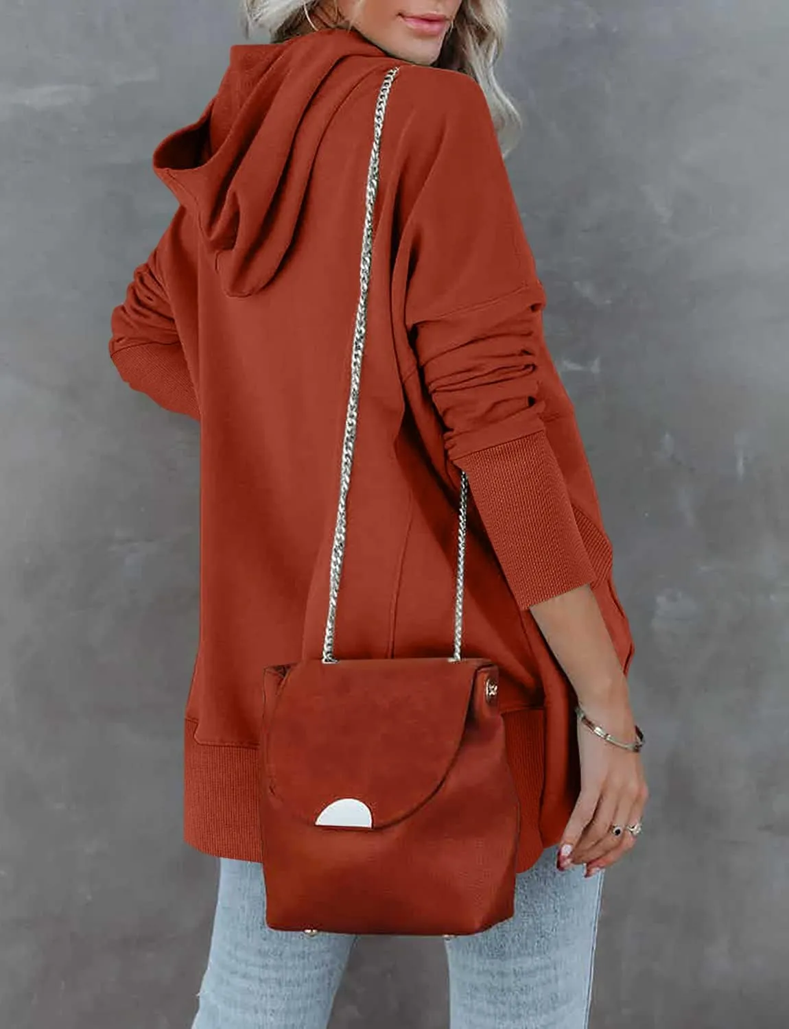 onlypuff Womens Oversized Hoodies and Sweatshirt V Neck Button up Loose Fit Henley Shirt 2022 Fall Fashion
