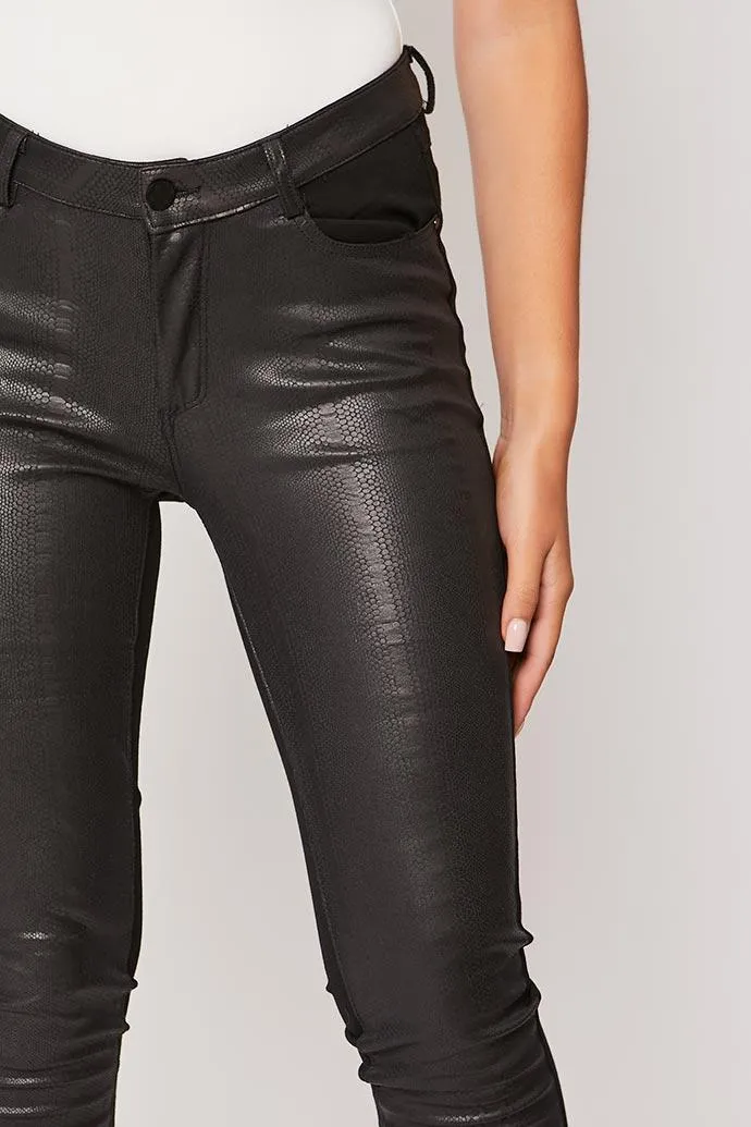 Rebel - High waisted Wax Black Skinny Jeans
