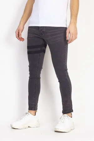 STRIPE DETAIL SKINNY CHARCOAL JEANS