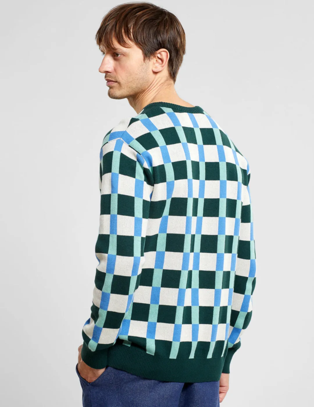 Sweater Mora Retro Check Dark Green